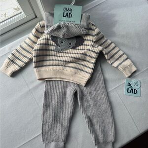 Little Lad Kids Matching Set - Gray and Cream